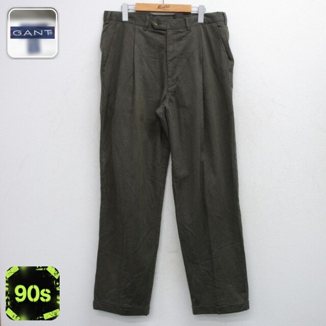 90s パンツ グリーン 実寸W36 | 古着
