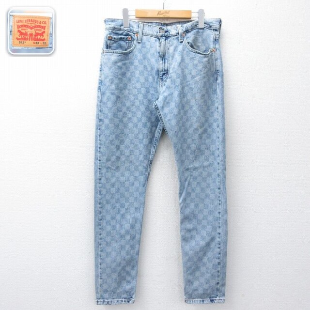【20%OFF】リーバイス512 ジーンズ ネイビーチェック 実寸W33 | 古着