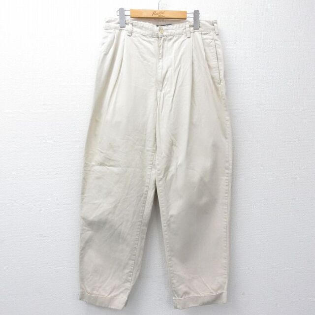 ラルフローレン 90s パンツ ワンポイントロゴ ベージュ 実寸W34 | 古着