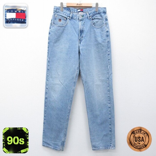 【20%OFF】トミーヒルフィガー 90s ジーンズ ワンポイントロゴ ネイビー 実寸W33 | 古着