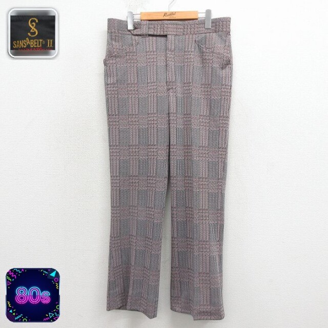 【20%OFF】80s スラックス チェック レッド 実寸W34 | 古着