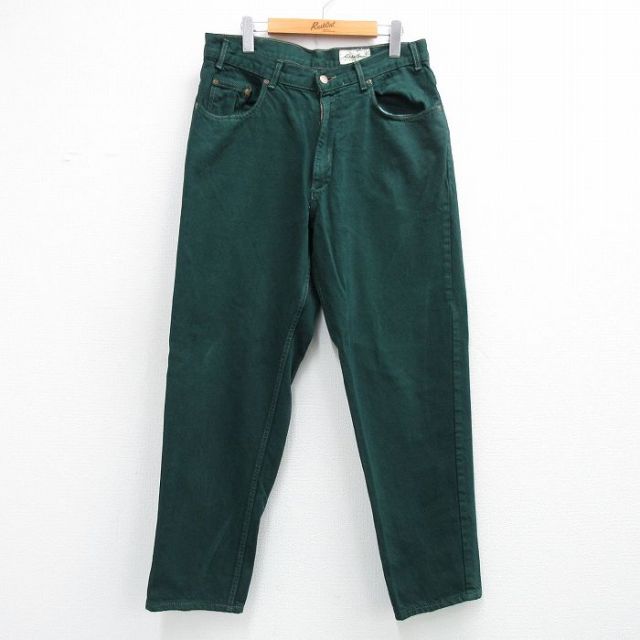 エディーバウアー 90s ジーンズ グリーン 実寸W34 | 古着