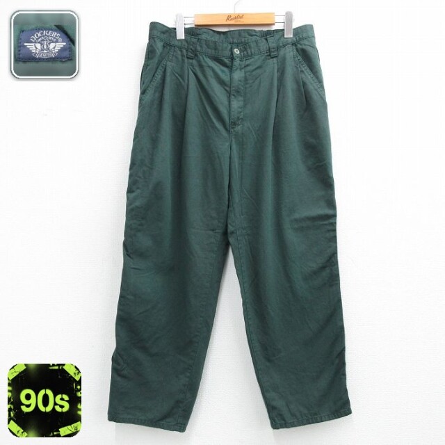 【20%OFF】ドッカーズ 90s パンツ グリーン 実寸W35 | 古着