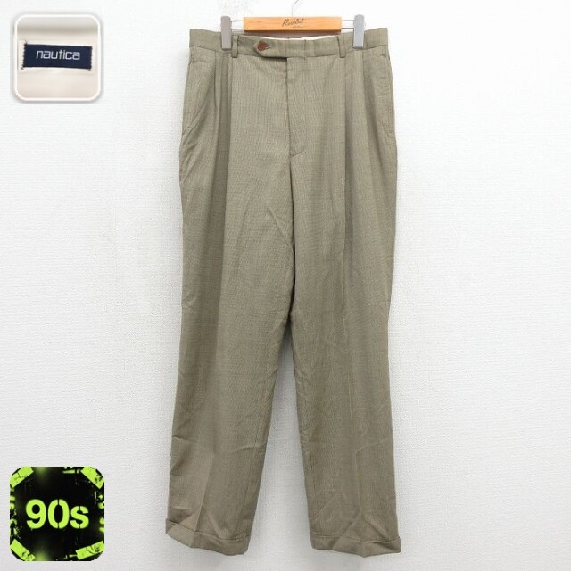 【20%OFF】ノーティカ 90s スラックス チェック ベージュ 実寸W34 | 古着