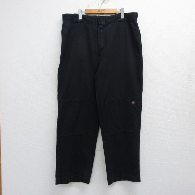古着通販 W38☆古着 ディッキーズ ワーク パンツ メンズ ダブルニー 黒