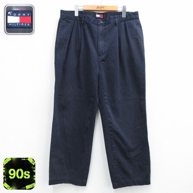トミーヒルフィガー 90s パンツ ネイビー 実寸W36 | 古着
