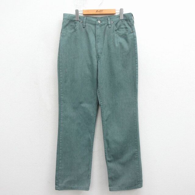 W33/古着 ラスラー ジーンズ メンズ 80年代 80s USA製 タロン グリーン デニム【spe】 26may22 古着通販 W33☆古着 ラスラー ジーンズ メンズ 80年代 80s USA製