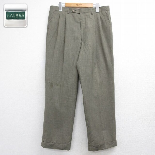 ラルフローレン スラックス チェック カーキ 実寸W34 | 古着