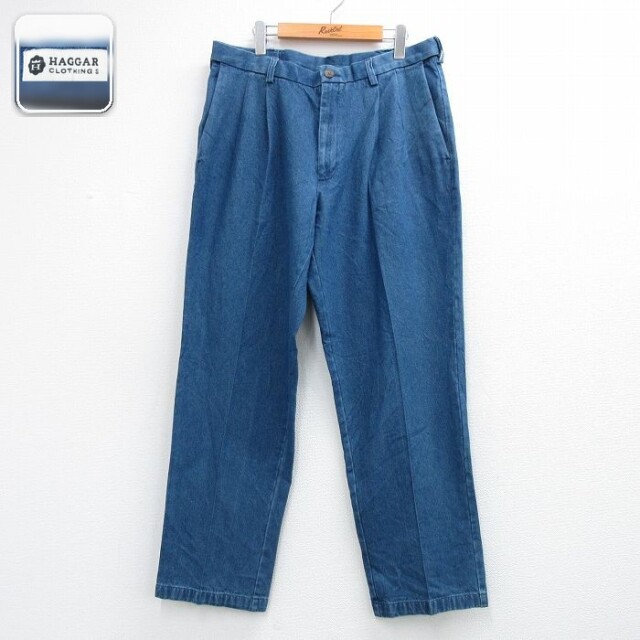 HAGGAR ジーンズ ネイビー 実寸W36 | 古着