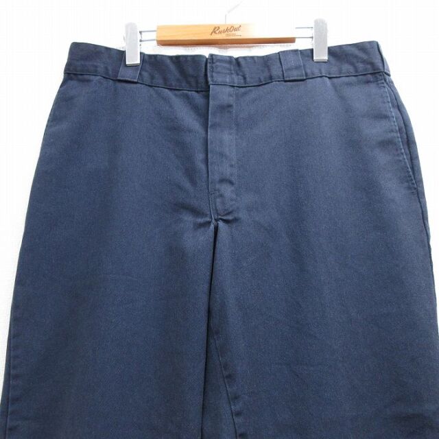古着通販 W37☆古着 ディッキーズ ワーク パンツ メンズ 874 ネイビー