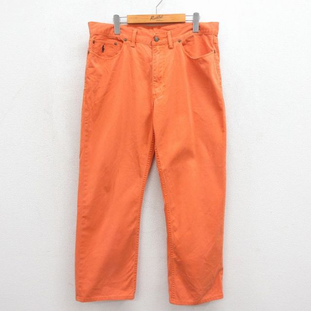 ラルフローレン パンツ ワンポイントロゴ オレンジ 実寸W36 | 古着