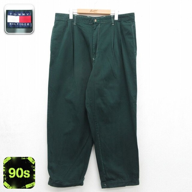 トミーヒルフィガー 90s パンツ グリーン 実寸W37 | 古着