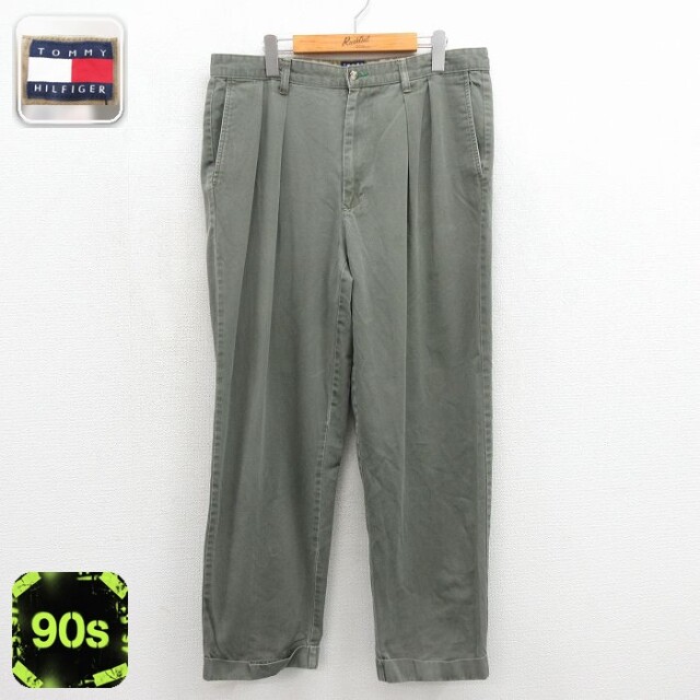 トミーヒルフィガー 90s パンツ カーキ 実寸W34 | 古着