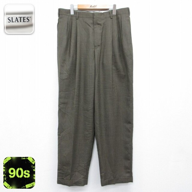 スラックス 90s パンツ ブラウン 実寸W35 | 古着