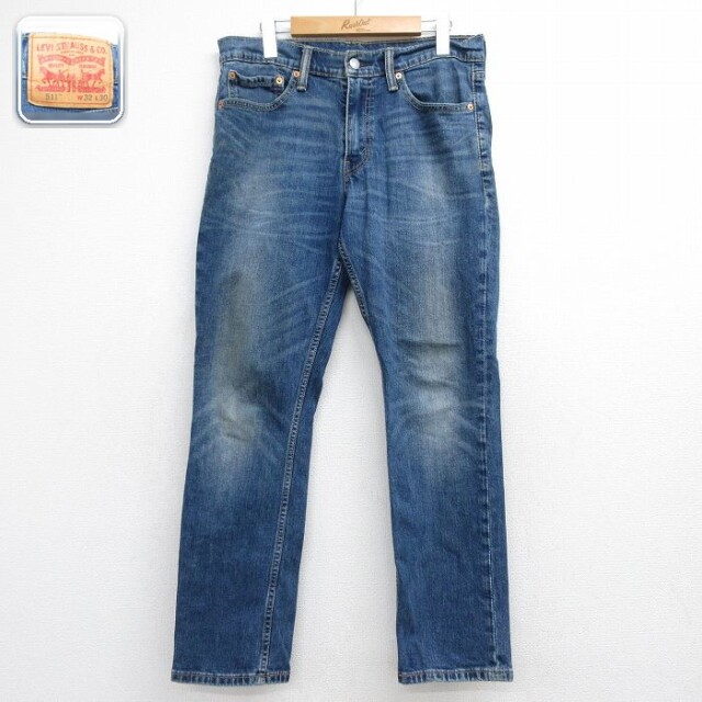 リーバイス511 ジーンズ ヒゲ ネイビー 実寸W32 | 古着