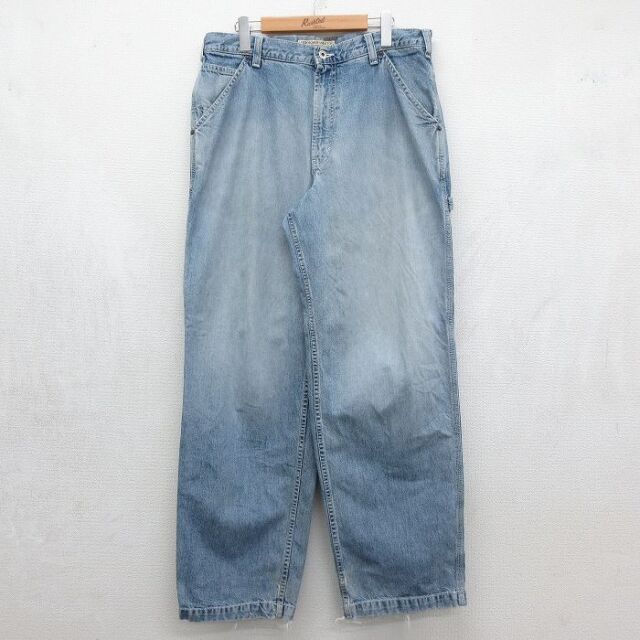 W34★古着 アバクロンビー ペインター パンツ メンズ 90年代 90s コットン USA製 ネイビー デニム【spe】 26jul03