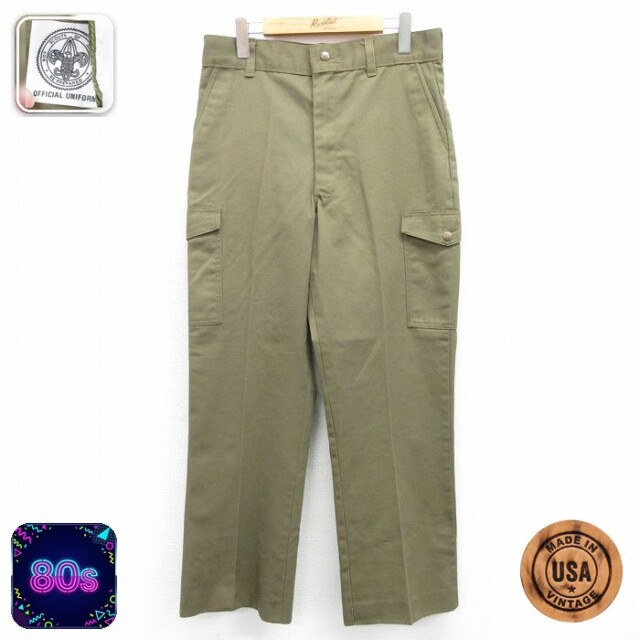 ボーイスカウト カーゴ パンツ メンズ 80s USA製 タロン カーキ 実寸W32 | 古着
