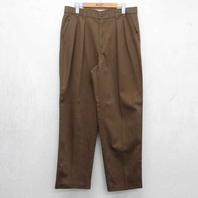 W34★古着 HAGGAR パンツ メンズ 90年代 90s コットン USA製 ブラウン 26jul07