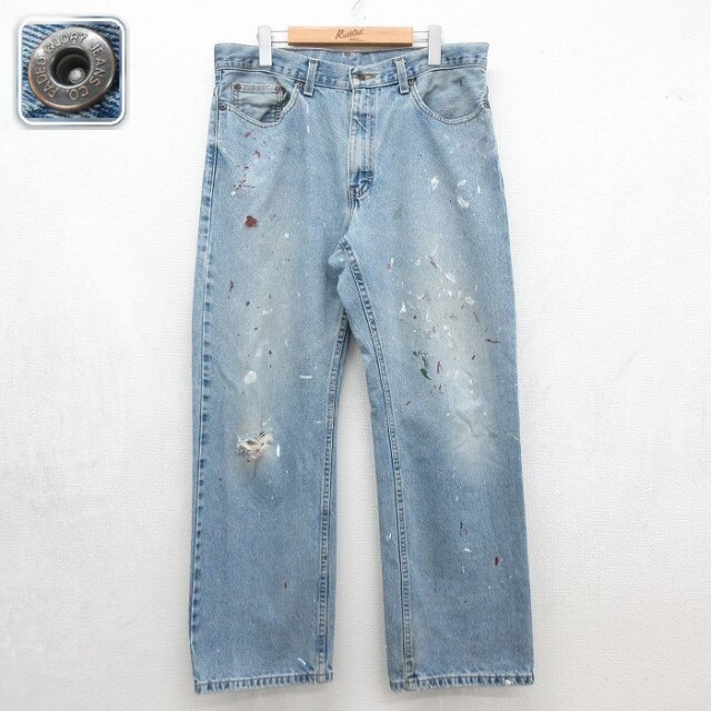 FADED GLORY ジーンズ リアルペイント ネイビー 実寸W34 | 古着