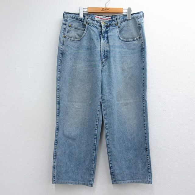 W38★古着 ジーンズ メンズ 90年代 90s コットン USA製 ネイビー デニム 26jul15