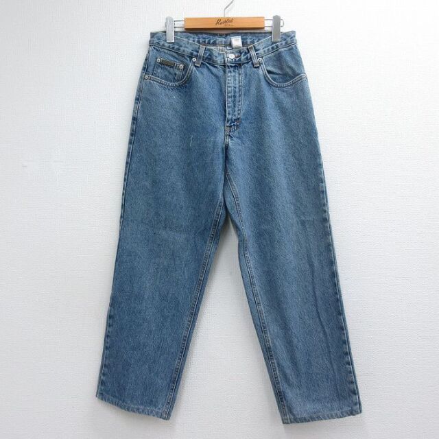 W30★古着 カルバンクライン ブランド ジーンズ メンズ 90年代 90s コットン USA製 ネイビー デニム 26jul21