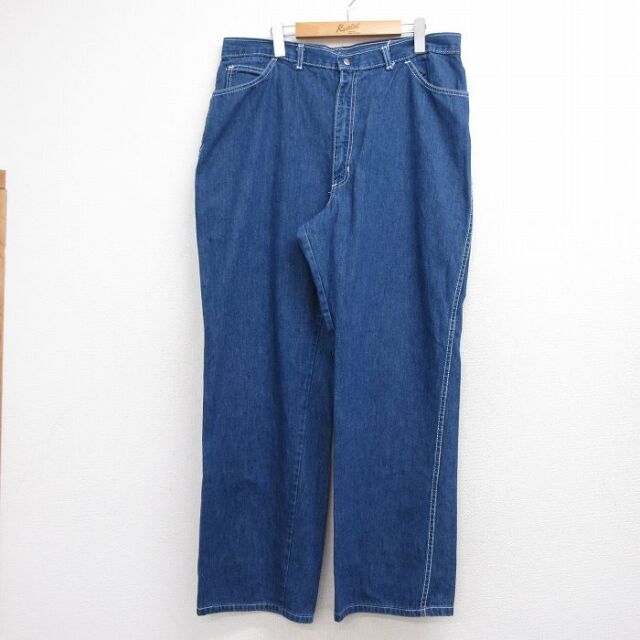 W36★古着 ジーンズ メンズ 80年代 80s ネイビー デニム 26jul22