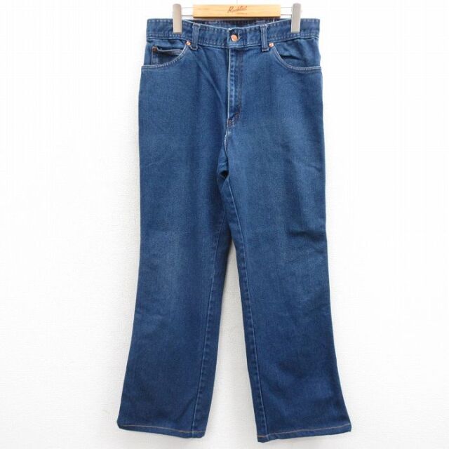 W32★古着 ジーンズ メンズ 90年代 90s USA製 ネイビー デニム 26jul28