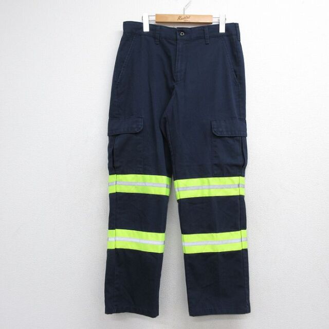 レッドキャップ ワークカーゴパンツ リフレクター ネイビー 実寸W32 | 古着