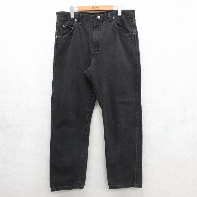 W35★古着 ラングラー ジーンズ メンズ 90年代 90s コットン USA製 ブラック【spe】 26aug04