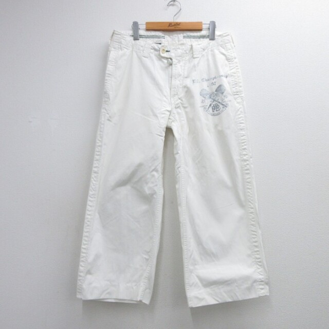 ラルフローレン 00年代 クロップド丈パンツ テニスプリント ホワイト 実寸W32 | 古着