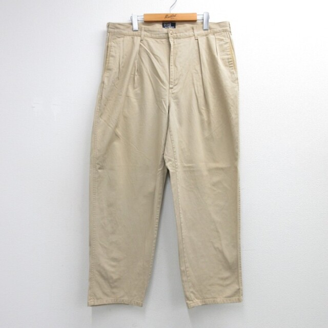 ラルフローレン 90年代 パンツ 2タック チノパン ワイドシルエット ベージュ 実寸W38 | 古着