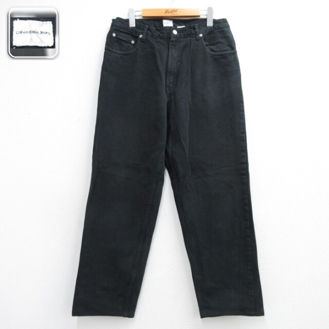 Calvin Klein W33 ジーンズ ストレート ブラック 実寸W33 | 古着