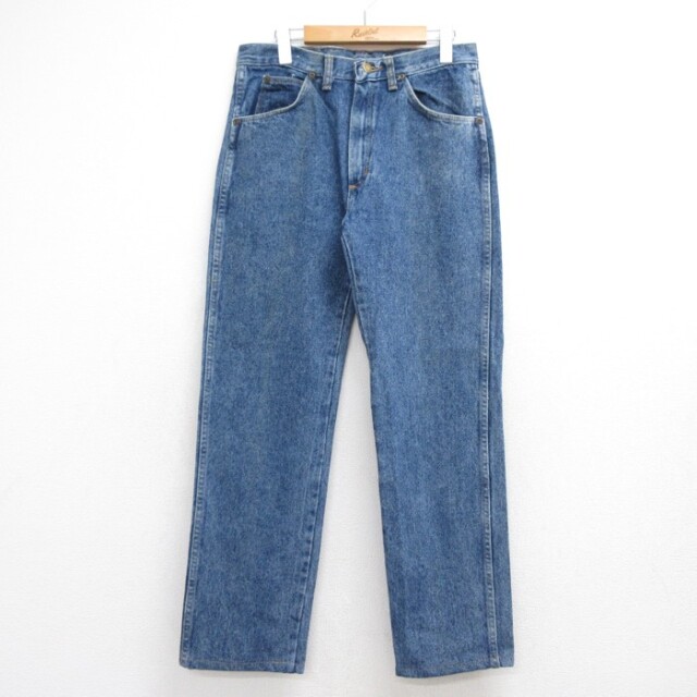 W31★古着 ラングラー Wrangler パンツ メンズ ジーンズ ストレート コットン USA製 ネイビー デニム【spe】 26aug17