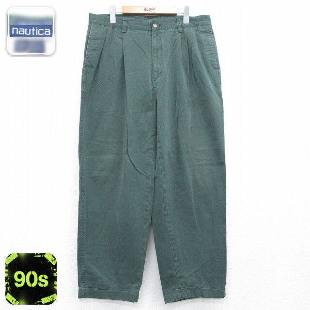 ノーティカ 90s パンツ グリーン 実寸W36 | 古着