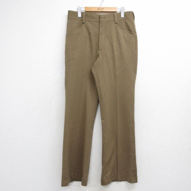 W32★古着 FARAH パンツ メンズ 80年代 80s フレア ブーツカット USA製 ブラウン 26aug10