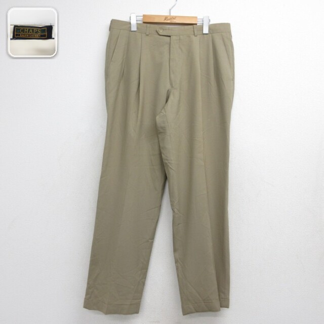 ラルフローレン スラックス タック ベージュ 実寸W35 | 古着