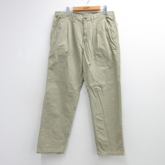ラングラー 90s ツータックパンツ リップストップ ベージュ 実寸W36 | 古着