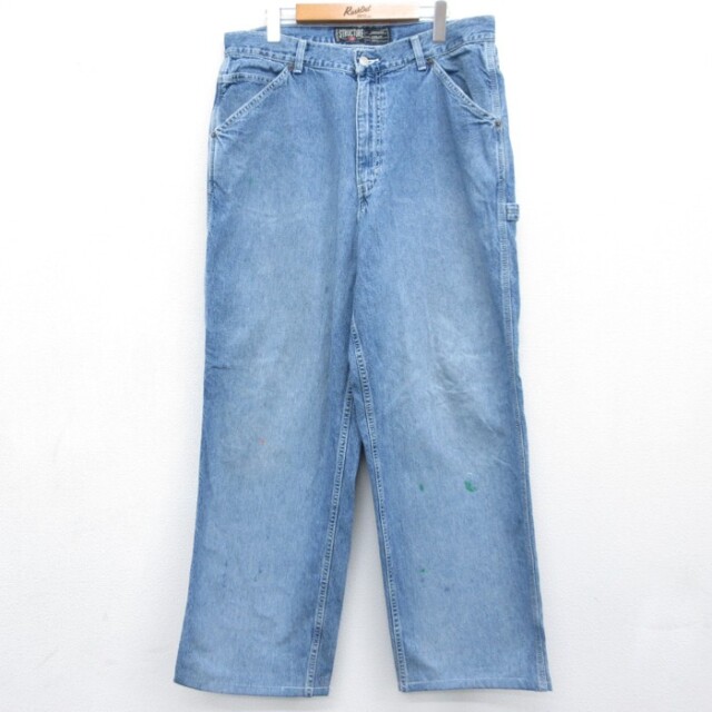 STRUCTURE ペインターパンツ デニム ネイビー メンズW36相当 | 古着