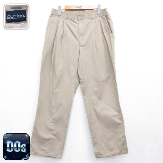Puritan 00s パンツ ツータック ベージュ 実寸W36 | 古着