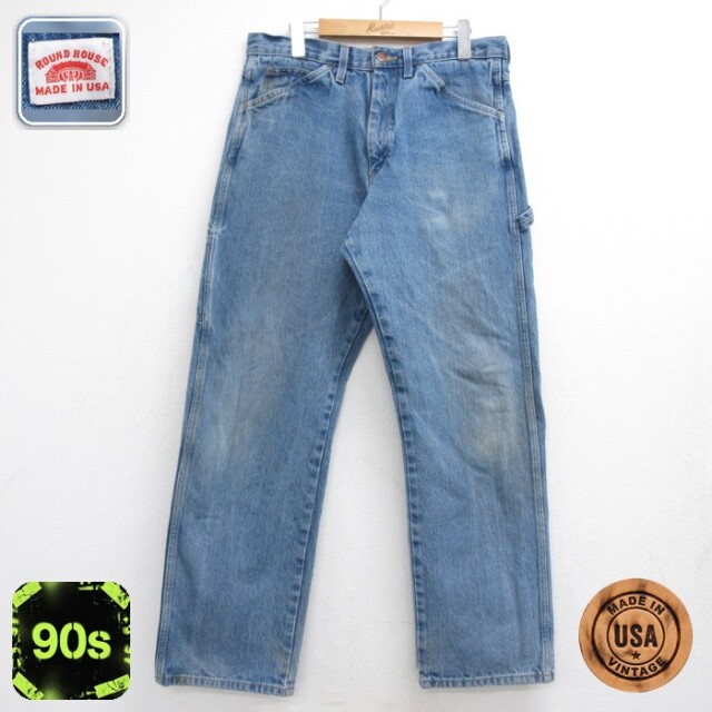 ラウンドハウス 90s パンツ ワークペインター ネイビー W34 | 古着 26aug26