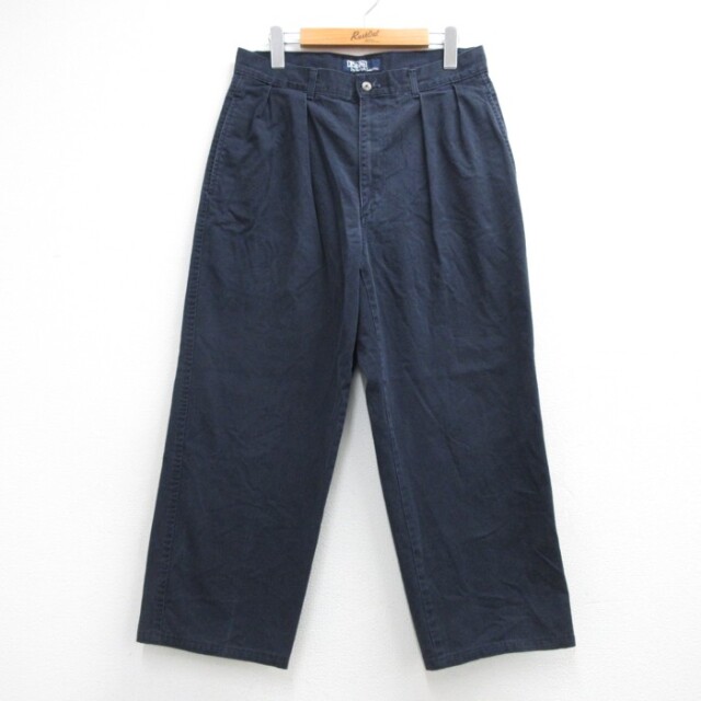W32★古着 ラルフローレン Ralph Lauren パンツ メンズ 90年代 90s チノ コットン ネイビー【spe】 26aug27