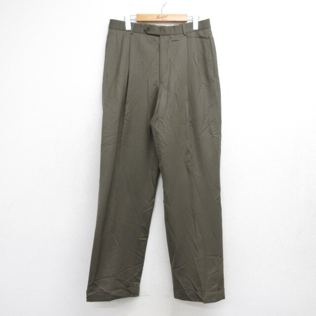 ブルックスブラザーズ 90s パンツ タック カーキ 実寸W31 | 古着