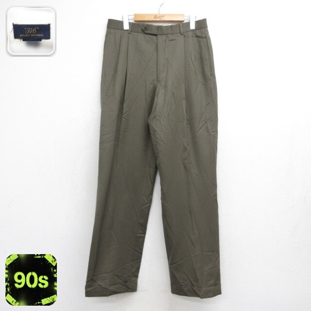 ブルックスブラザーズ 90s パンツ タック カーキ 実寸W31 | 古着