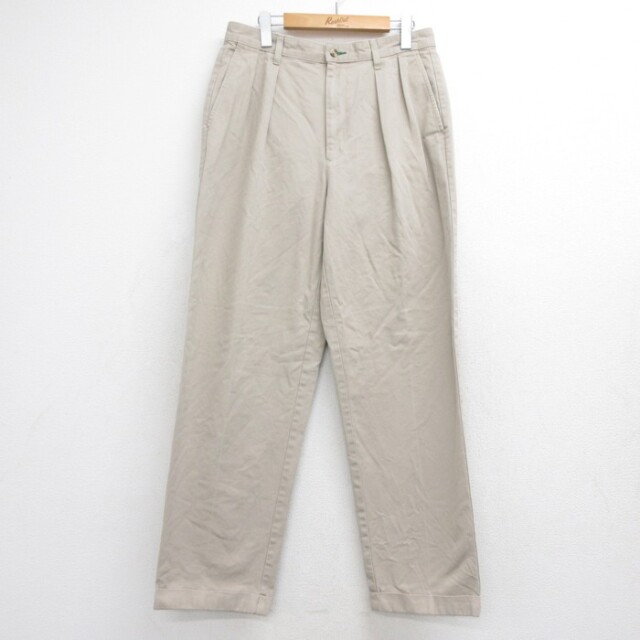 トミーヒルフィガー 90s パンツ ツータック ベージュ 実寸W32 | 古着