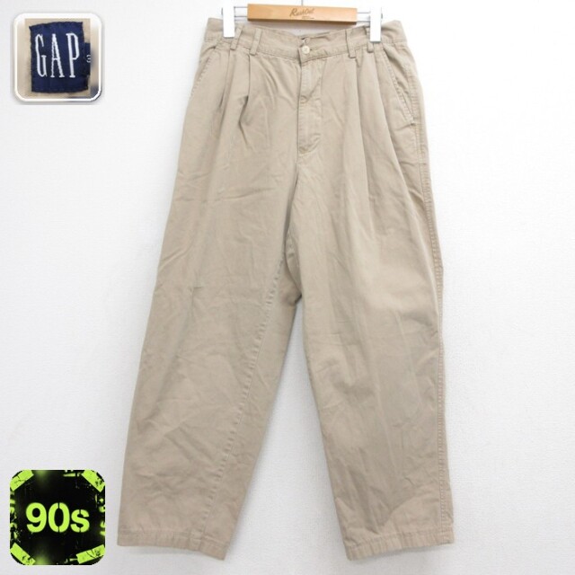 ギャップ GAP パンツ メンズ 90s ツータック コットン ベージュ 実寸W30 | 古着