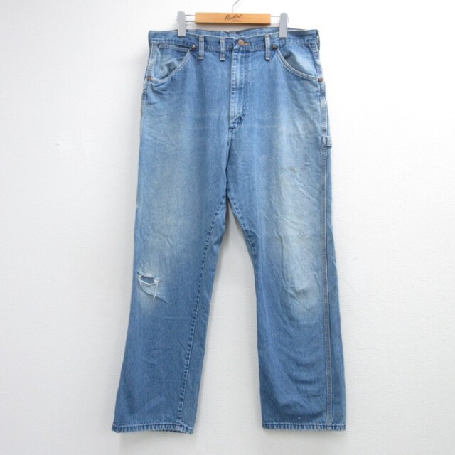 W38★古着 ビッグベン パンツ メンズ 80年代 80s タロン カーペンター ペインター コットン ネイビー デニム【spe】 26sep04