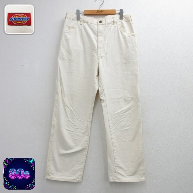 W34★古着 ディッキーズ Dickies パンツ メンズ 80年代 80s タロン ペインター コットン オフホワイト【spe】 26sep07