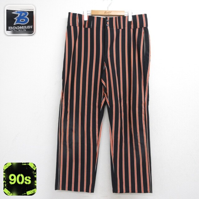 BOOMBAH 90s パンツ ストライプ ブラック 実寸W38 | 古着