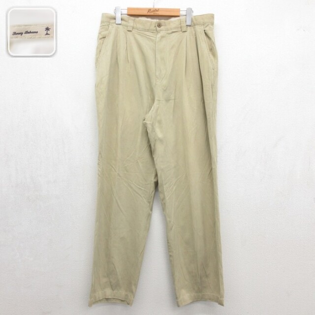 トミーバハマ ツータックパンツ ベージュ 実寸W35 | 古着