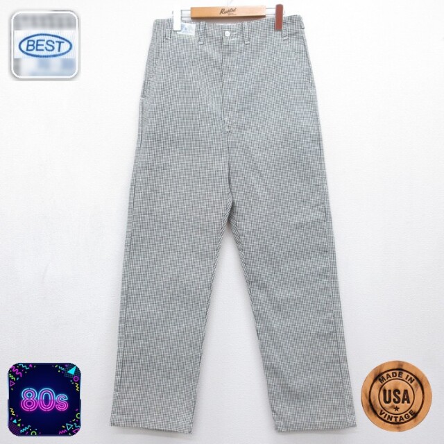 BEST 80s パンツ 千鳥格子 ホワイト 実寸W31 | 古着